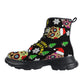 Merry Christmas sugar skull Women's Leather Chunky Boots