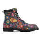 Floral skull Women's All Season Leather Boots