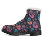 Beautiful sugar skull Women's Faux Fur Leather Boots