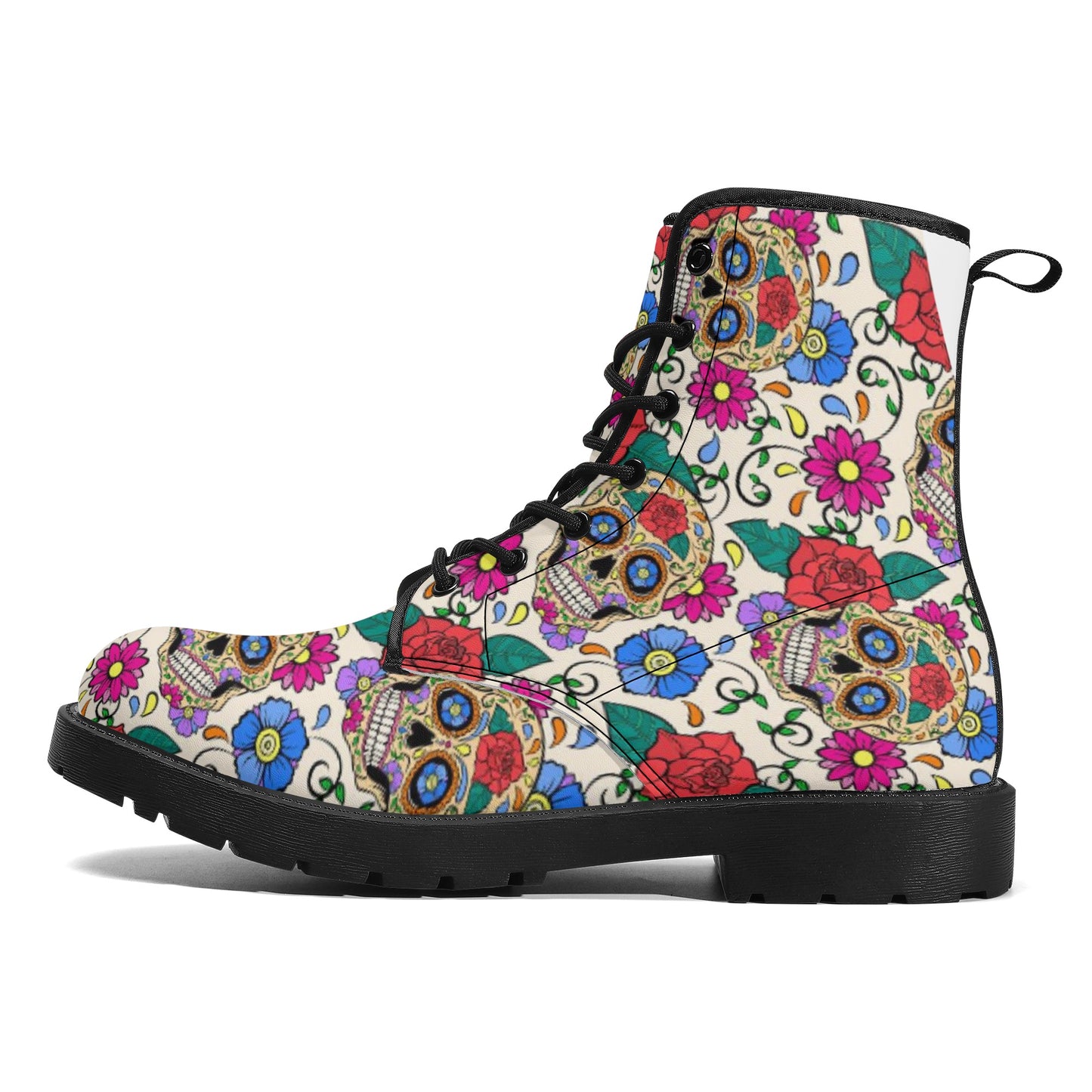 Sugar skull floral Women's Leather Boots