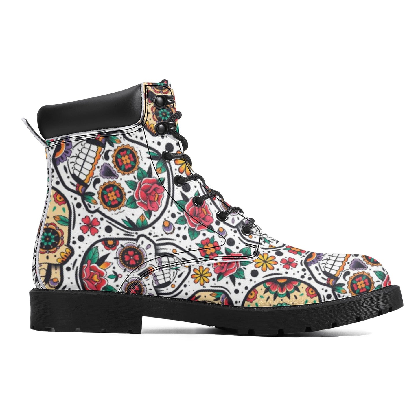Day of the dead Mexican skull Women's All Season Leather Boots