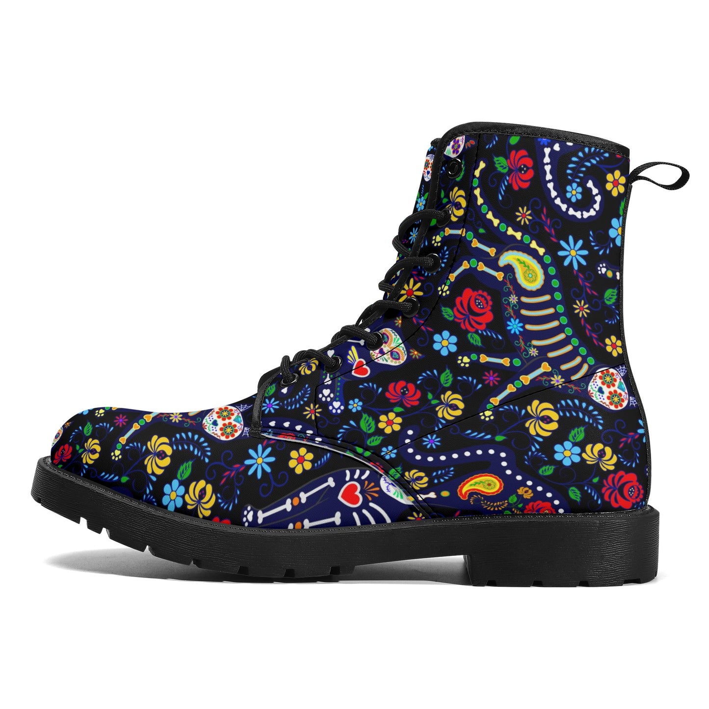 Animal cat dog sugar skull Women's Leather Boots