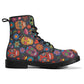 Sugar skull pattern Women's Leather Boots