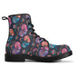 Sugar skull floral mexican skull pattern Women's Leather Boots