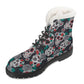 Day of the dead floral sugar skull Women's Faux Fur Leather Boots