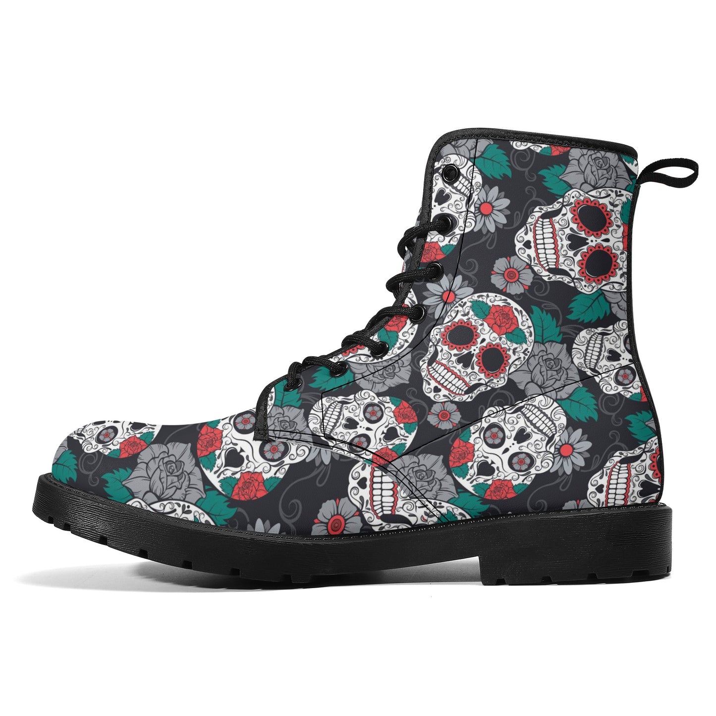 Sugar skull Calaveras skull Women's Leather Boots