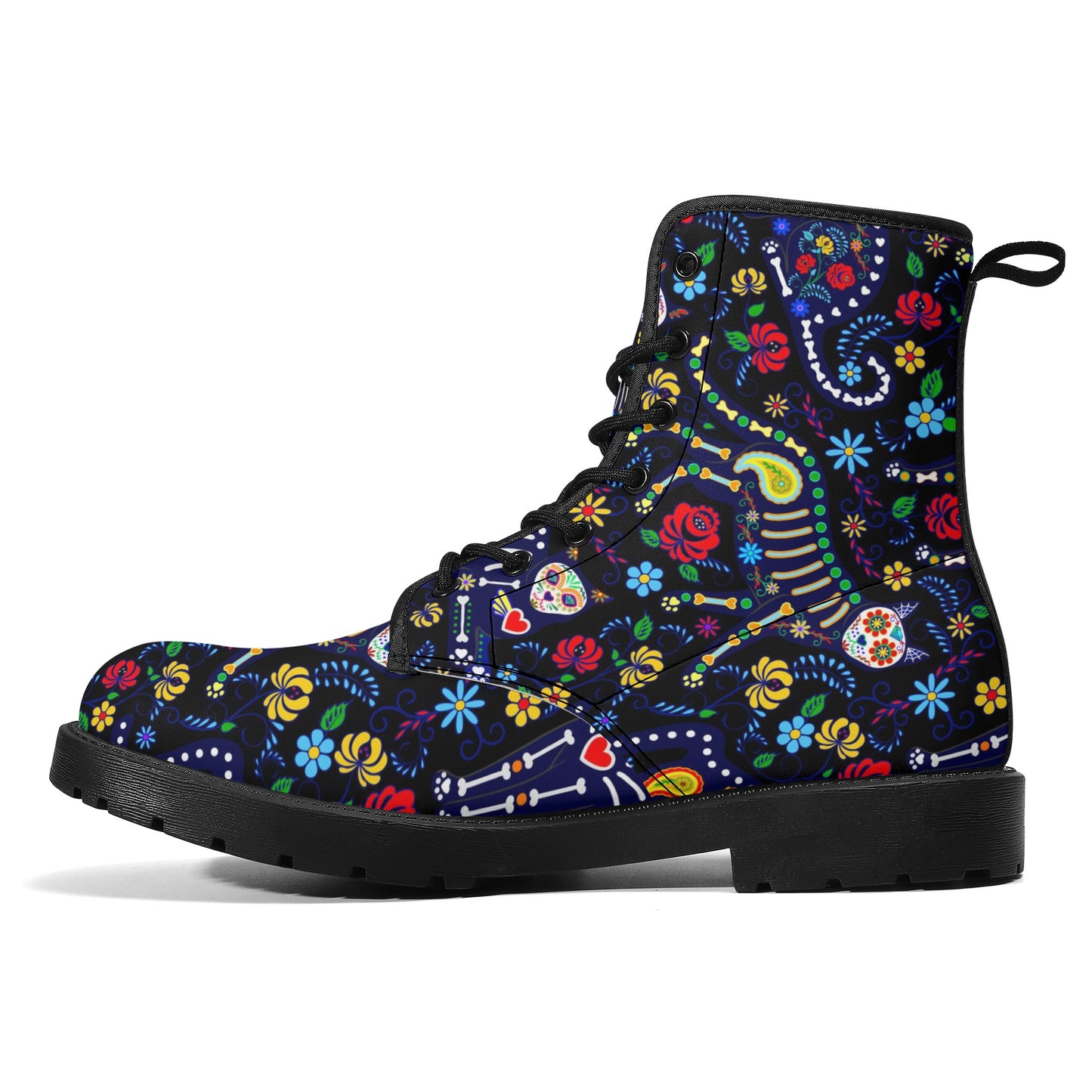 Animal cat dog sugar skull Women's Leather Boots