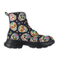 Day of the dead calaveras skull skeleton Women's Leather Chunky Boots