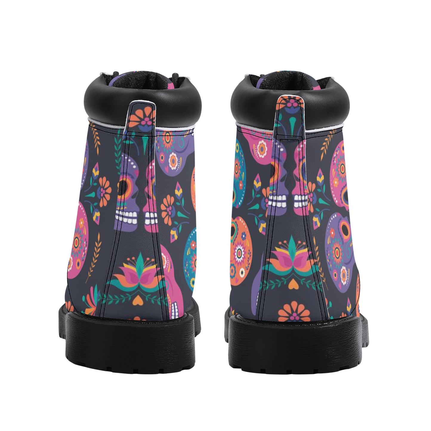 Sugar skull dia de los muertoas gothic Women's All Season Leather Boots