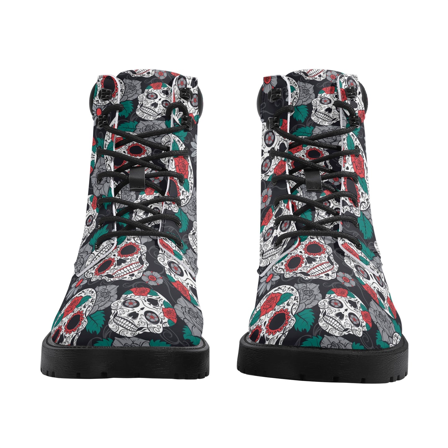 Sugar skull floral Women's All Season Leather Boots