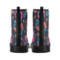 Sugar skull floral mexican skull pattern Women's Leather Boots