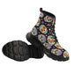 Day of the dead calaveras skull skeleton Women's Leather Chunky Boots