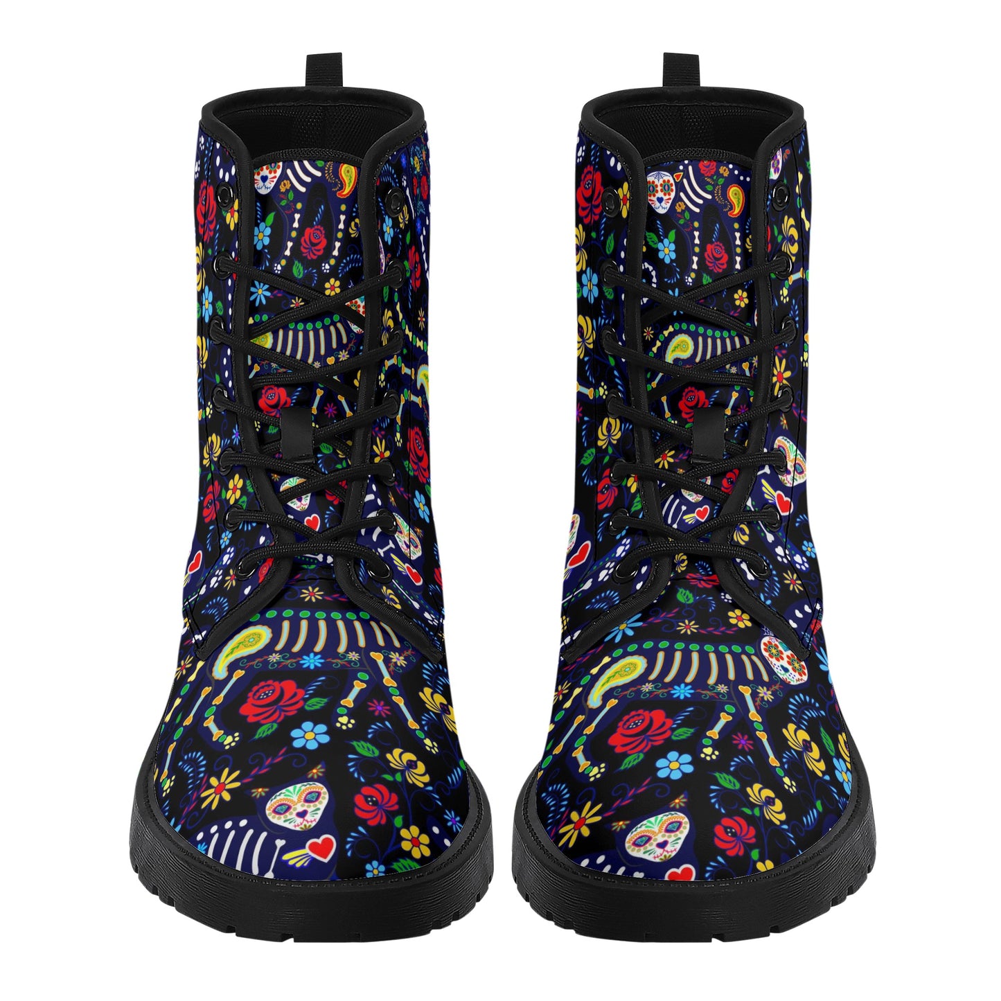 Animal cat dog sugar skull Women's Leather Boots