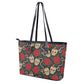 Floral sugar skull Leather Tote Bags