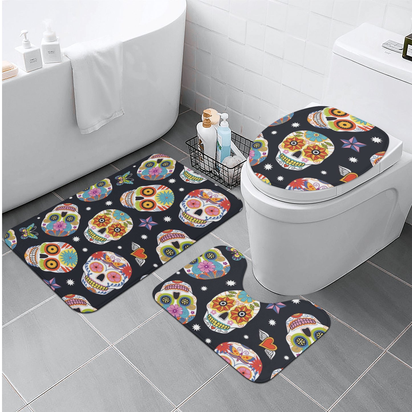 Dia de los muertos Mexican skeleton Halloween pattern Bath Room Toilet Set