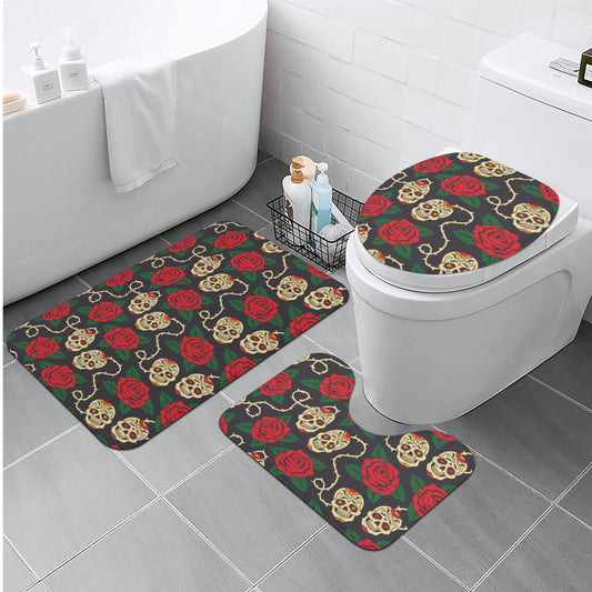 Floral skull pattern Bath Room Toilet Set