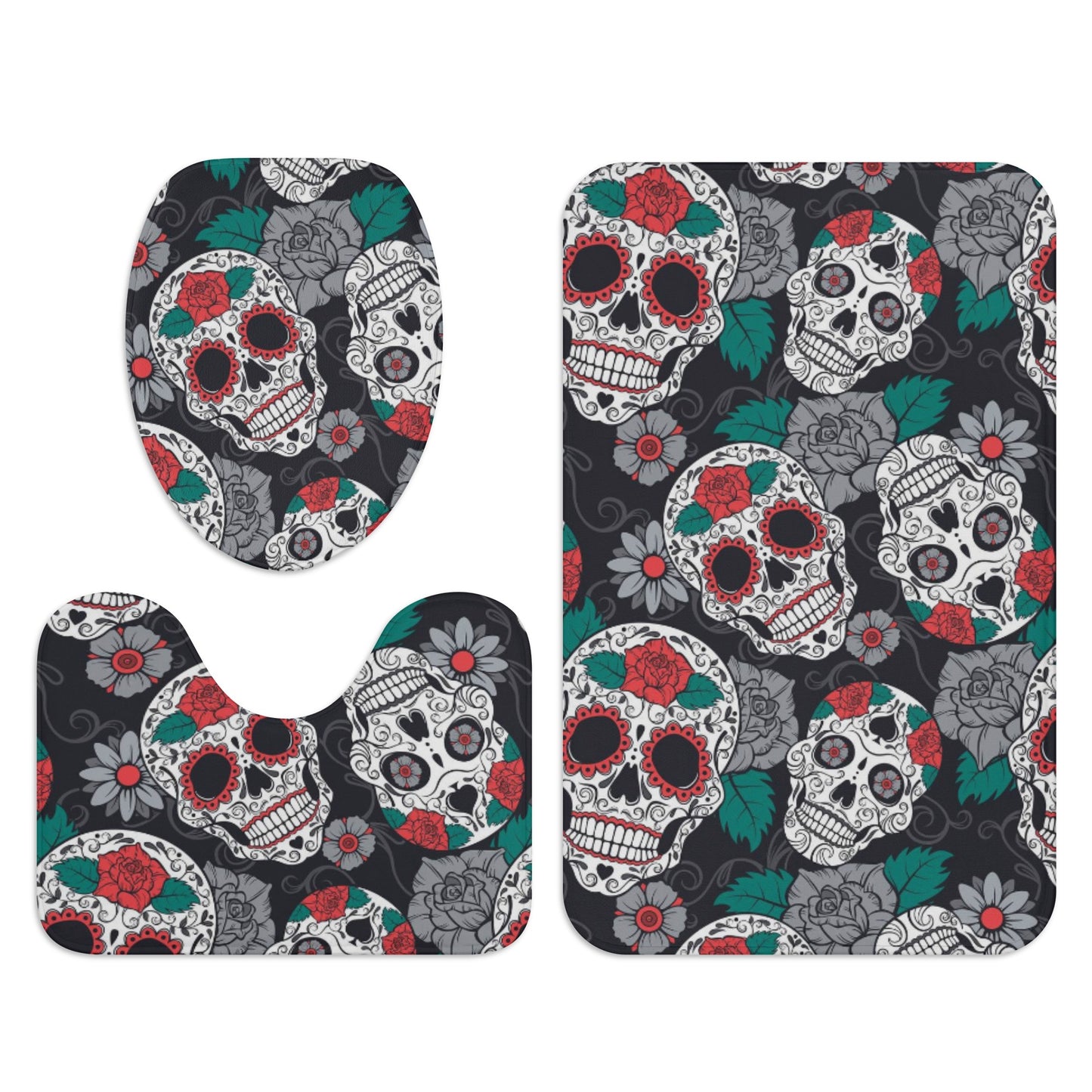 Rose skull pattern Bath Room Toilet Set