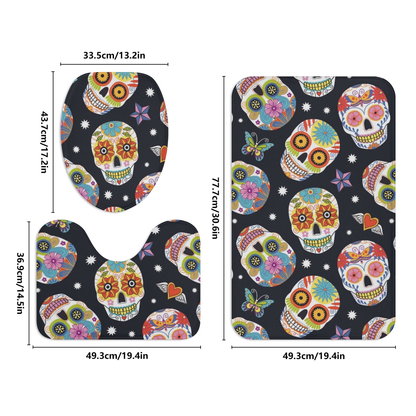 Dia de los muertos Mexican skeleton Halloween pattern Bath Room Toilet Set