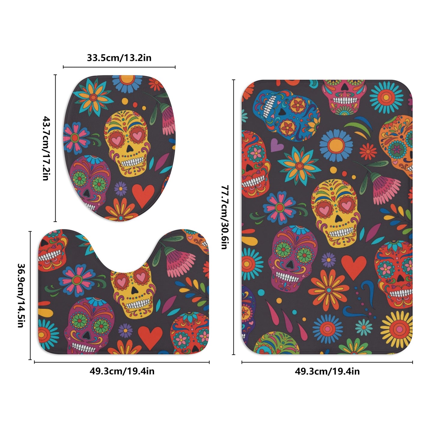 Sugar skull pattern Calaveras Mexican skull Bath Room Toilet Set