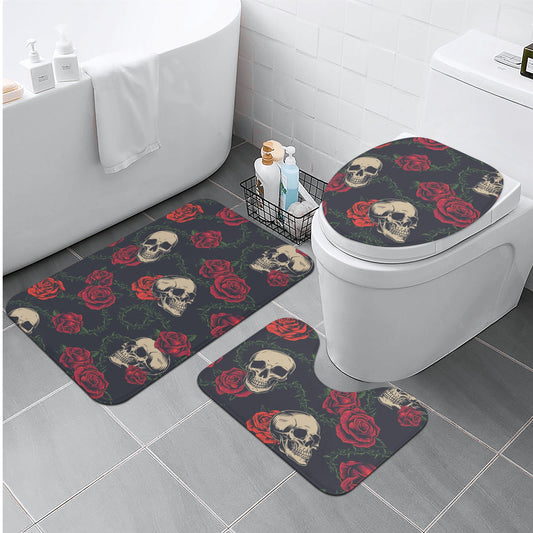 Rose floral sugar skull Mexican skull Bath Room Toilet Set