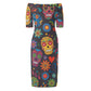 Sugar skull Day of the dead Mexican skull Women's Off The Shoulder Office Lady Dress