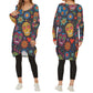 Sugar skull day of the dead mexican skull Women's Casual Long Sleeve Dress