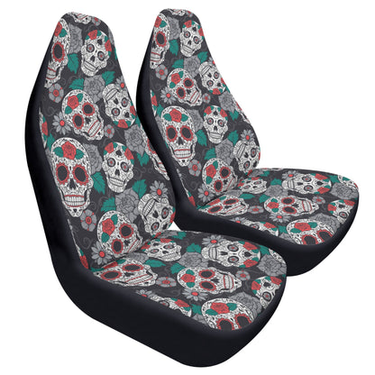 Rose floral sugar skull Car Seat Covers (2 Pcs)