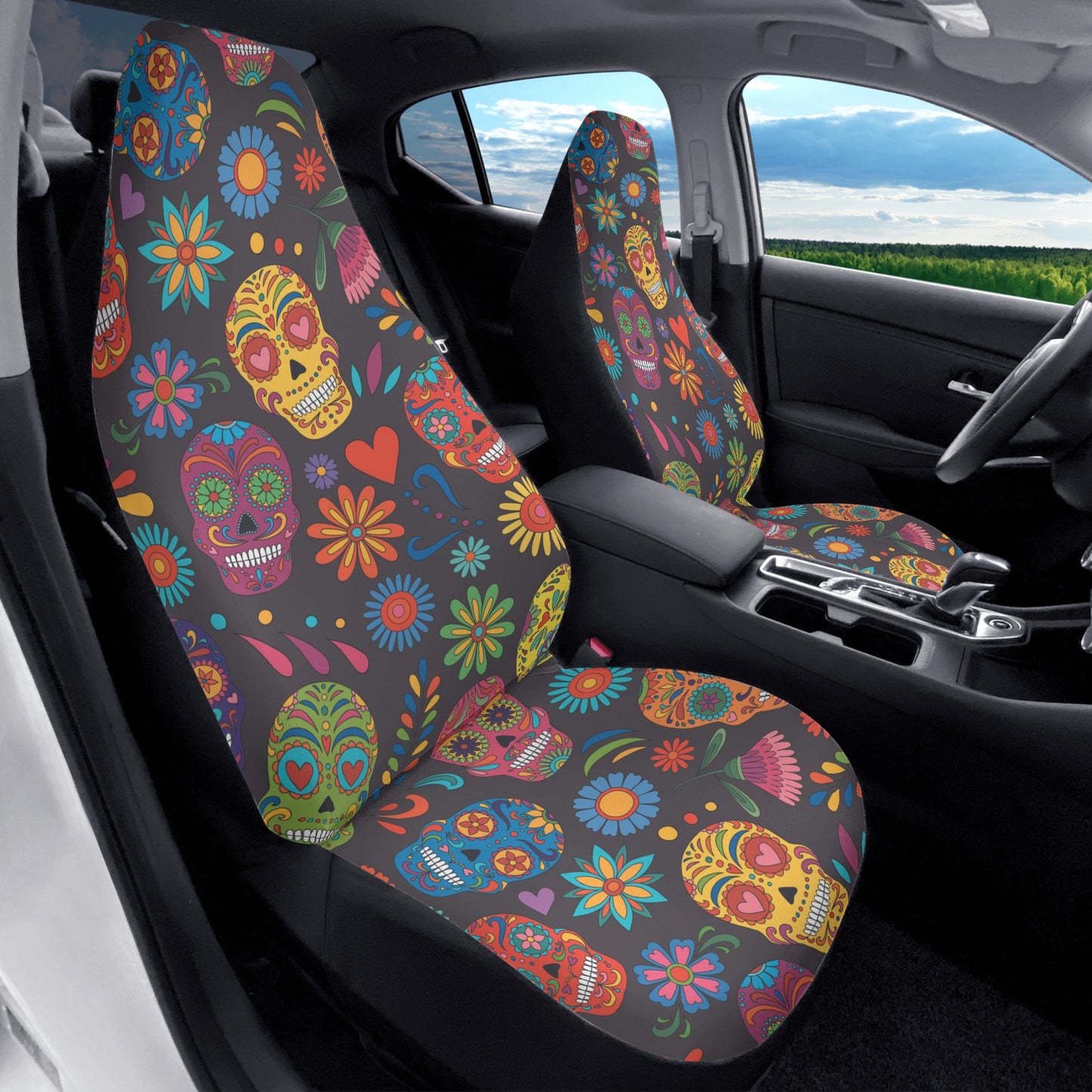 Mexican skull Calaveras skull Car Seat Covers (2 Pcs)