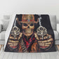 Gothic Grim reaper Halloweeen skull Horizontal Flannel Breathable Blanket 4 Sizes