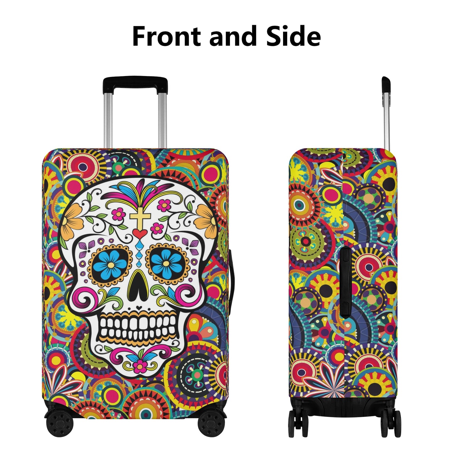 Floral sugar skull pattern Polyester Luggage Cover