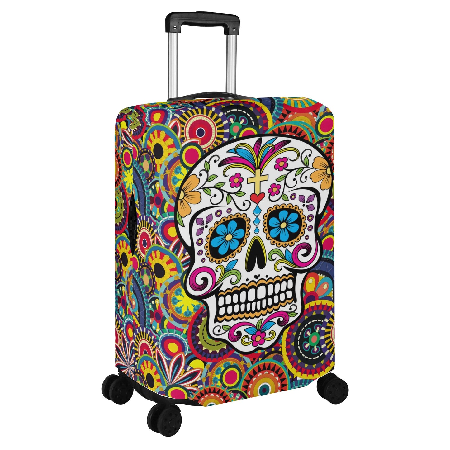 Floral sugar skull pattern Polyester Luggage Cover