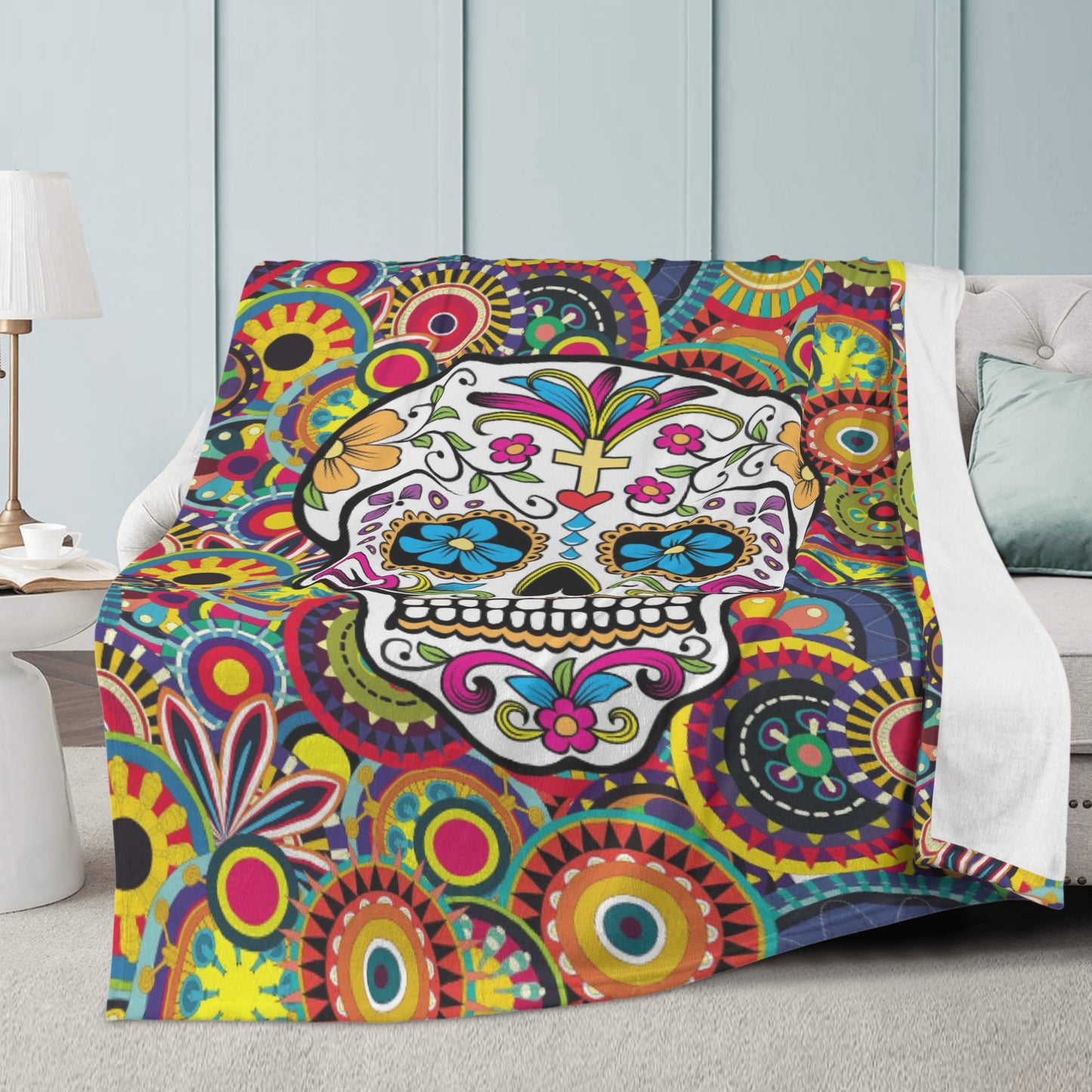 Beautiful sugar skull Day of the dead pattern Blanket Fleece