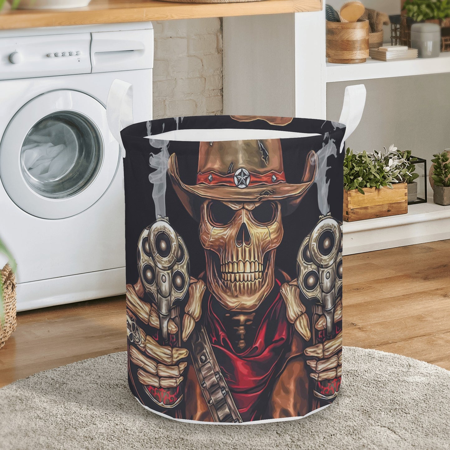 Grim reaper Halloween skull Round Laundry Basket