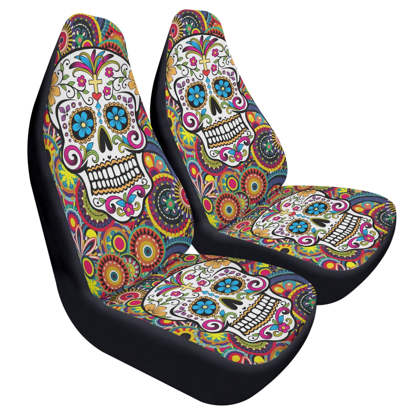 Sugar skull Day of the dead pattern Mexican skeleton Car Seat Covers (2 Pcs)