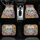 Sugar skull Day of the dead pattern Mexican skeleton Back and Front Car Floor Mats