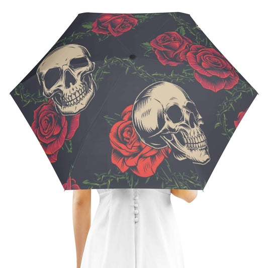 Floral rose Halloween skeleton skull  Umbrella