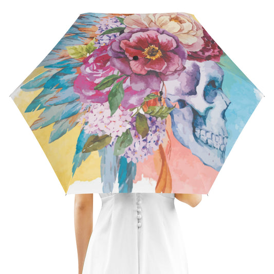 Floral rose skeleton skull All Over Print Umbrella