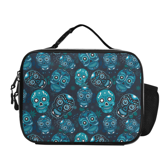 Sugar skull pattern Detachable Leather Lunch Bag