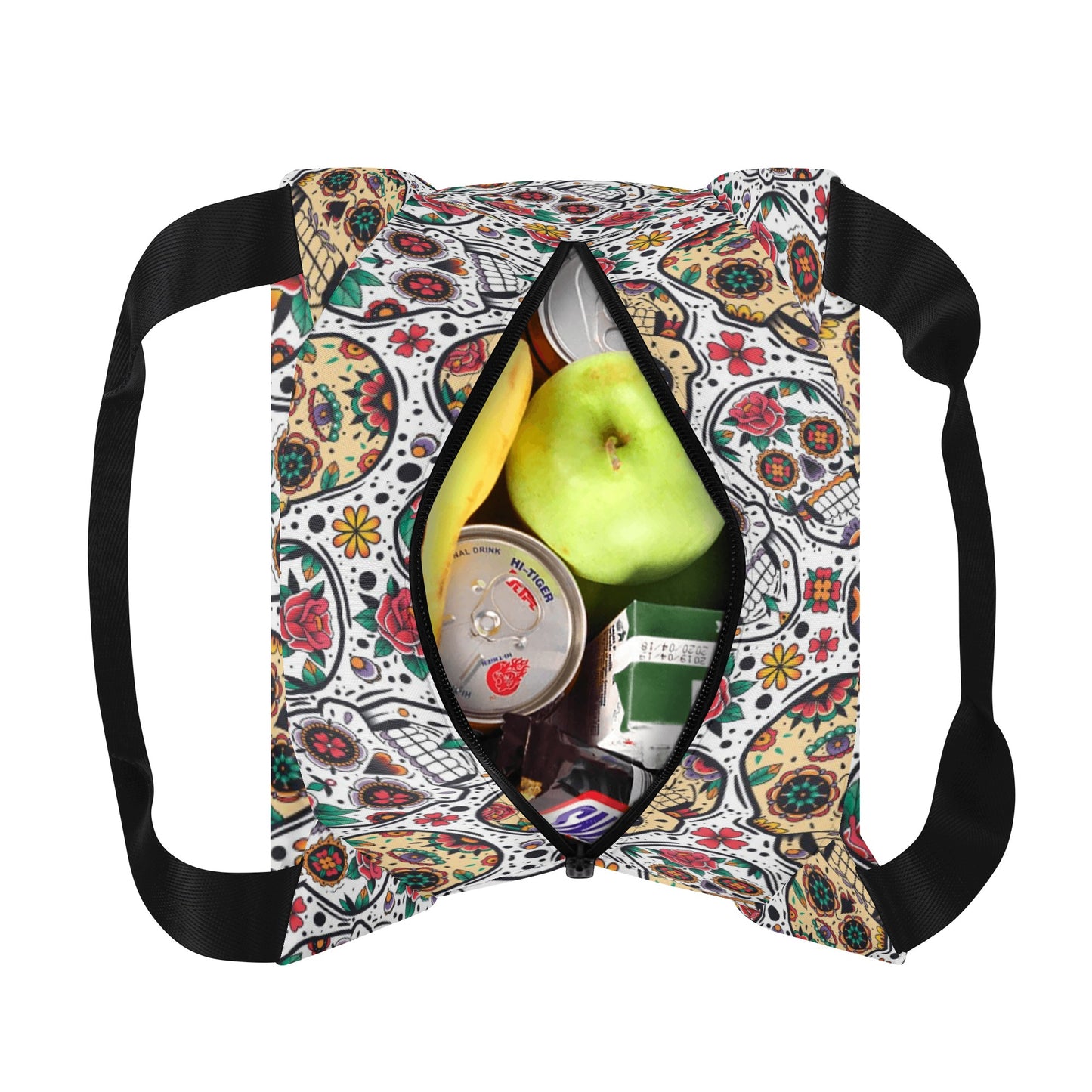 Dia de los muertos skull pattern Portable Tote Lunch Bag