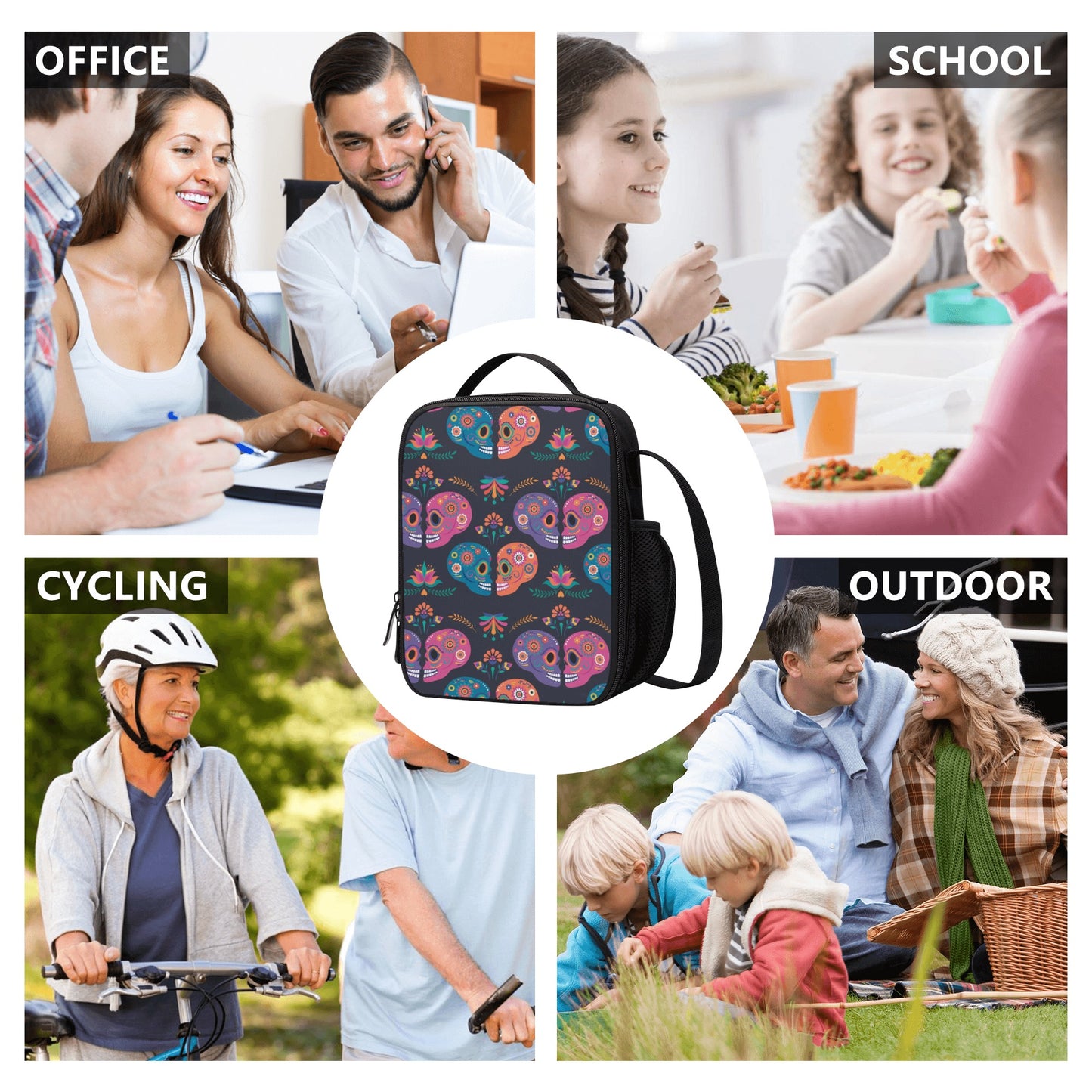 Mexican skull calaveras Lunch Box Bags