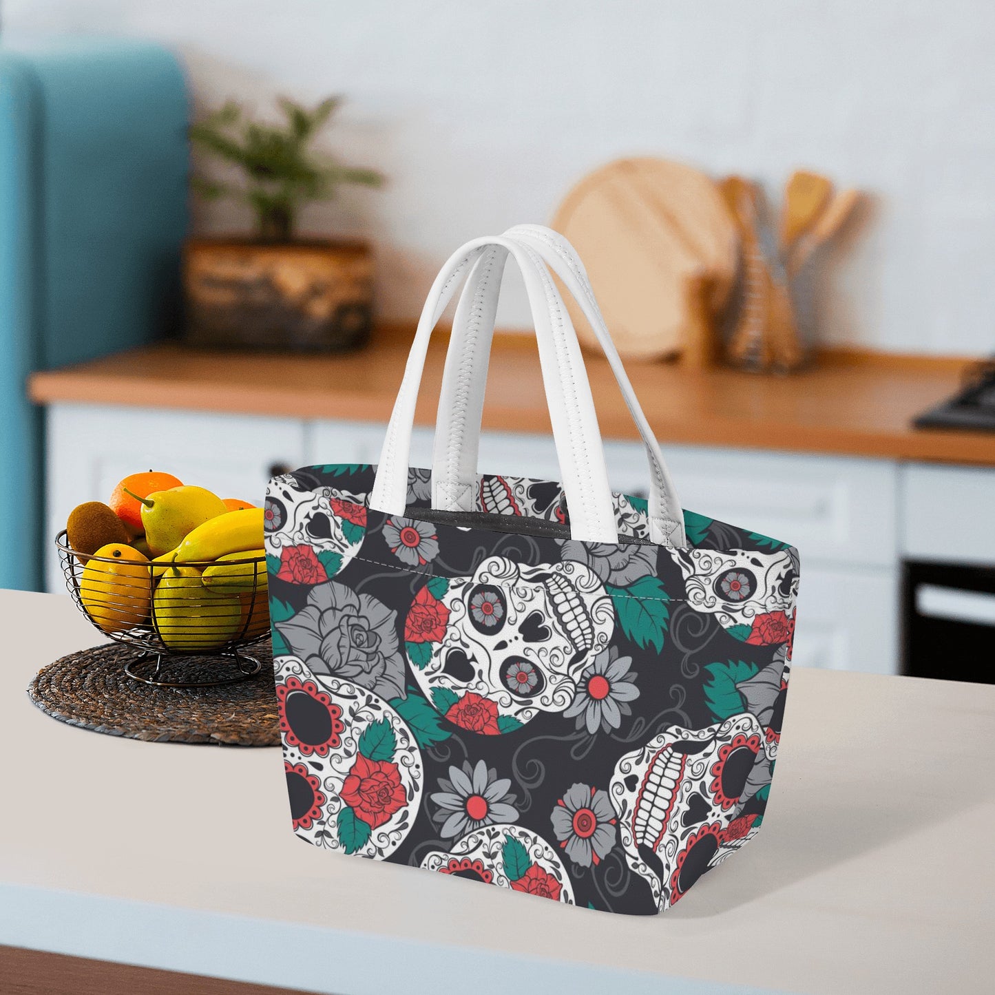 Floral rose day of the dead New Style Lunch Bag