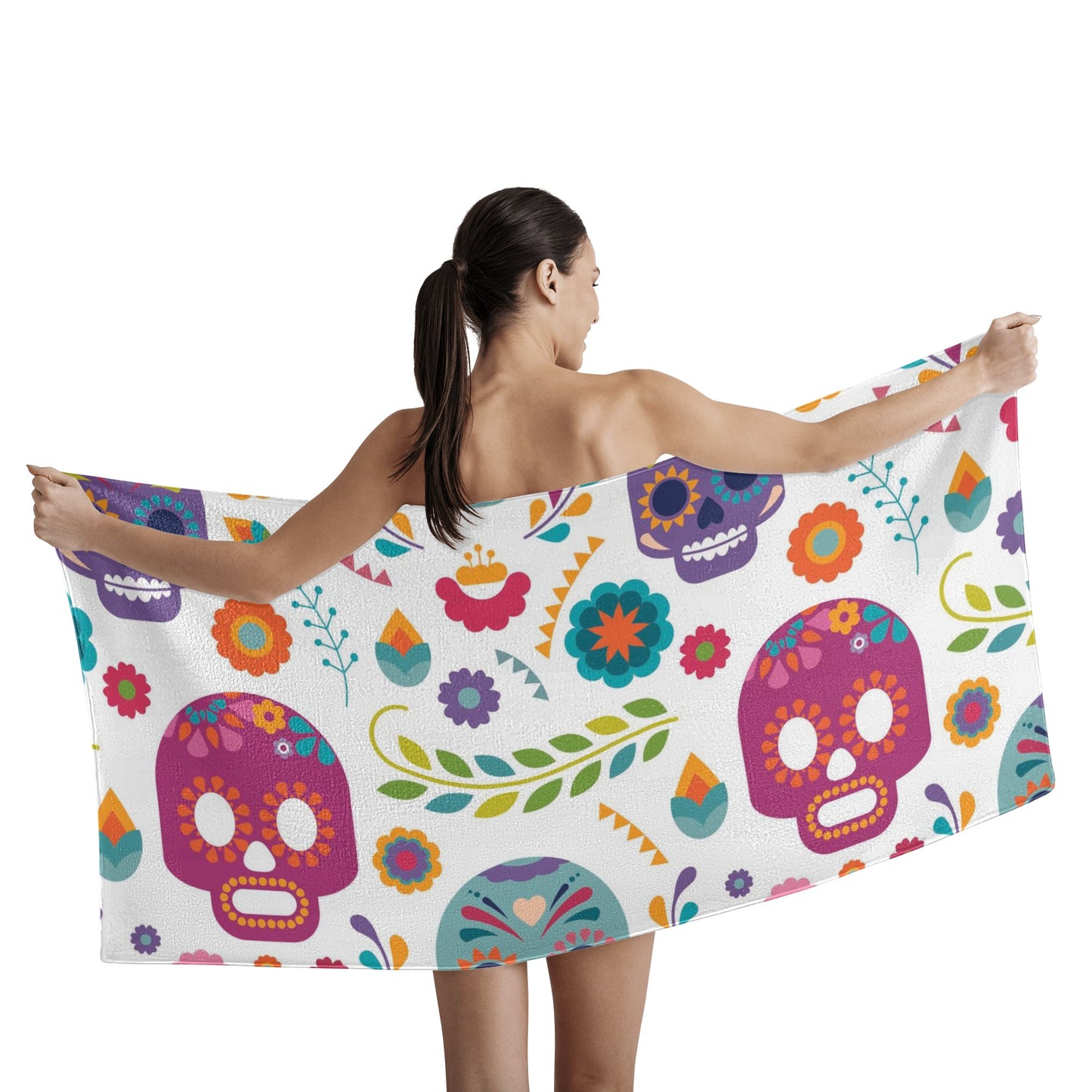 Sugar skull Mexican calaveras skeleton Bath Towel