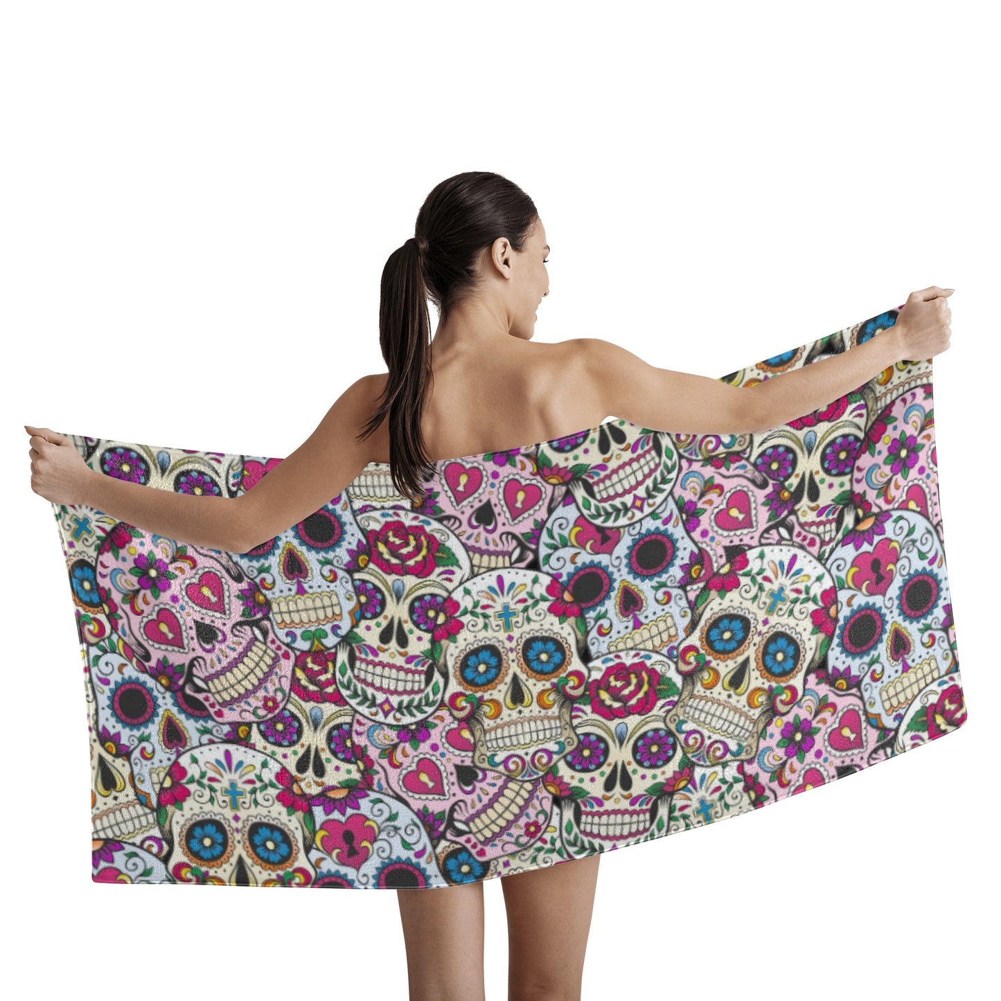 Skull Calaveras candy skull Bath Towel