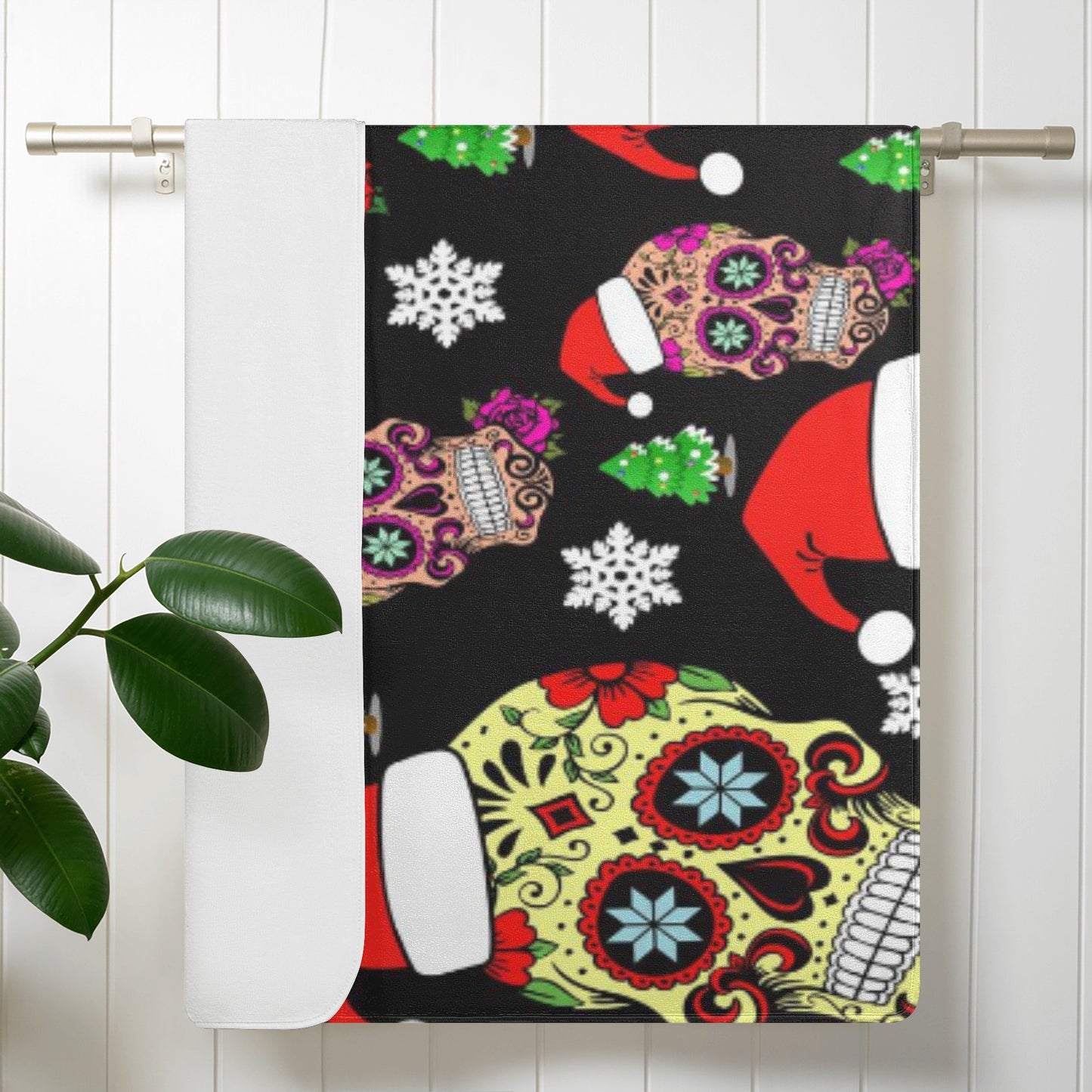 Merry Christmas sugar skull Bath Towel