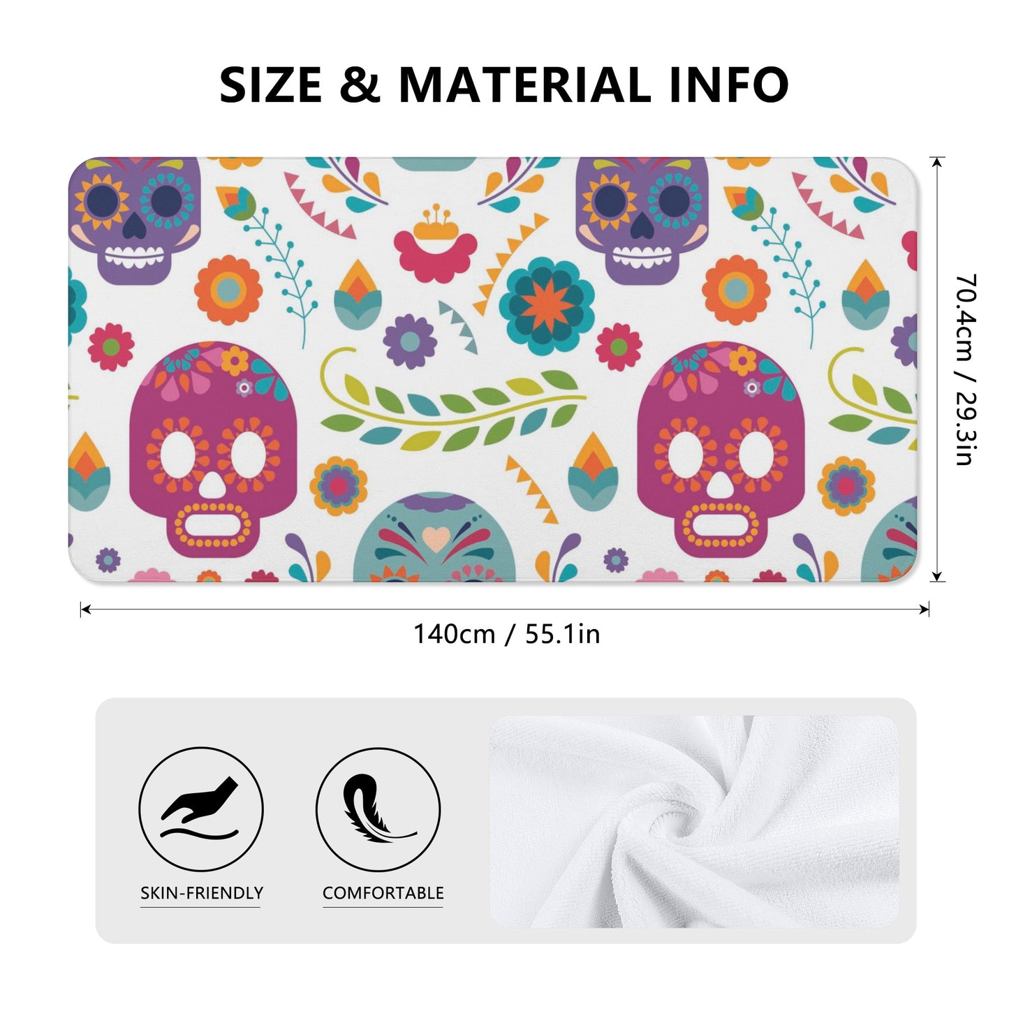 Sugar skull Mexican calaveras skeleton Bath Towel