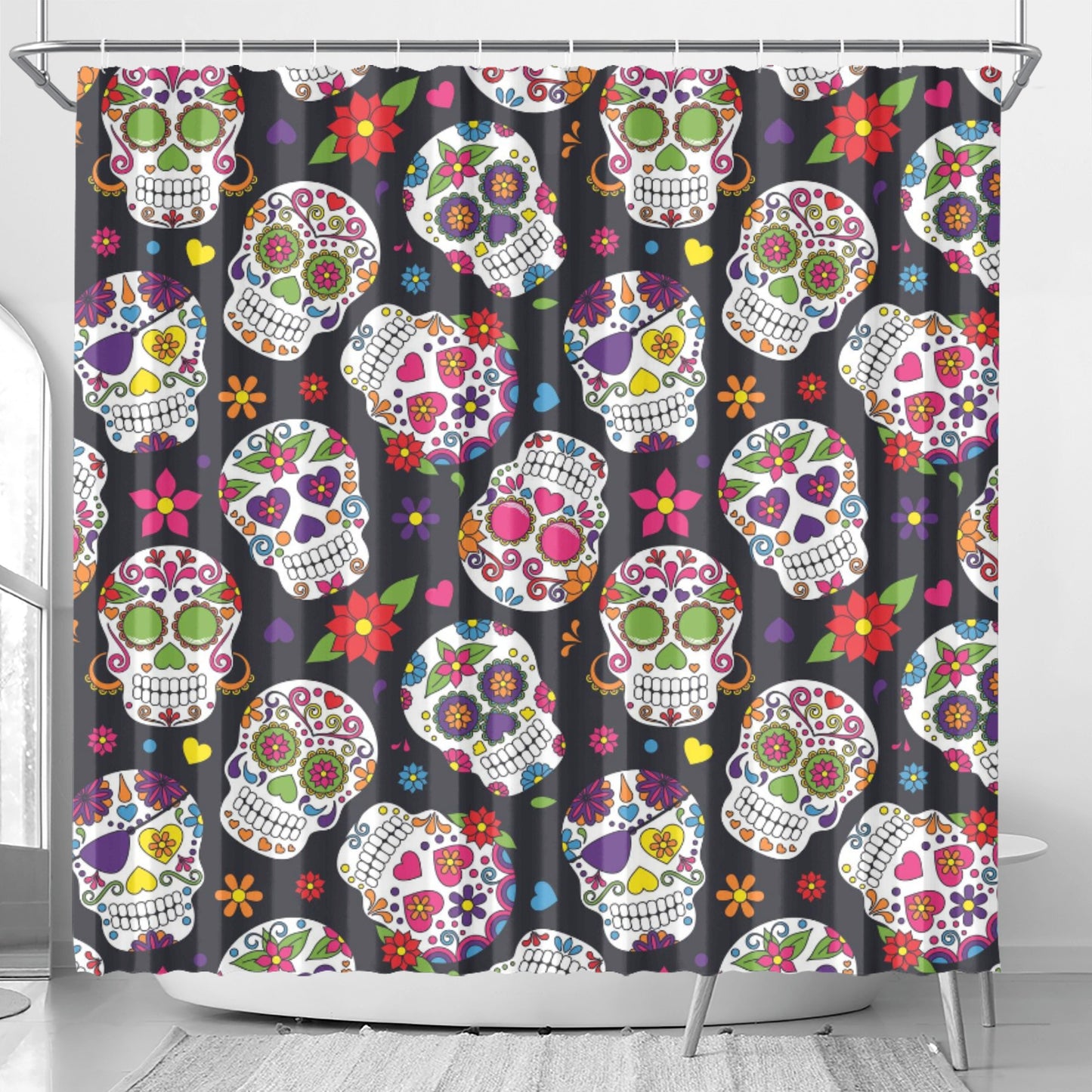Day of the dead candy skull calaveras Shower Curtain