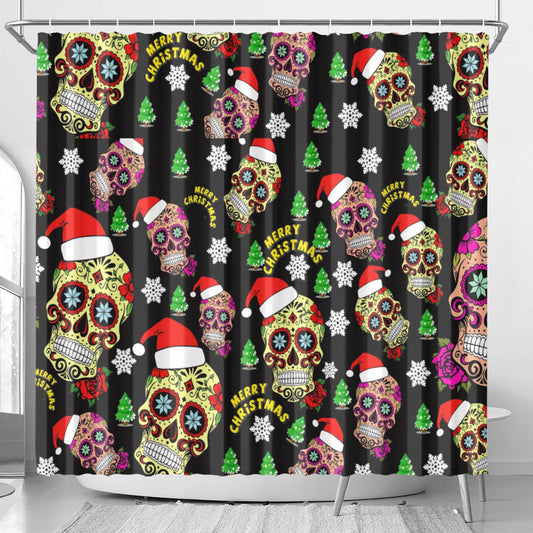 Merry Christmas sugar skull Shower Curtain