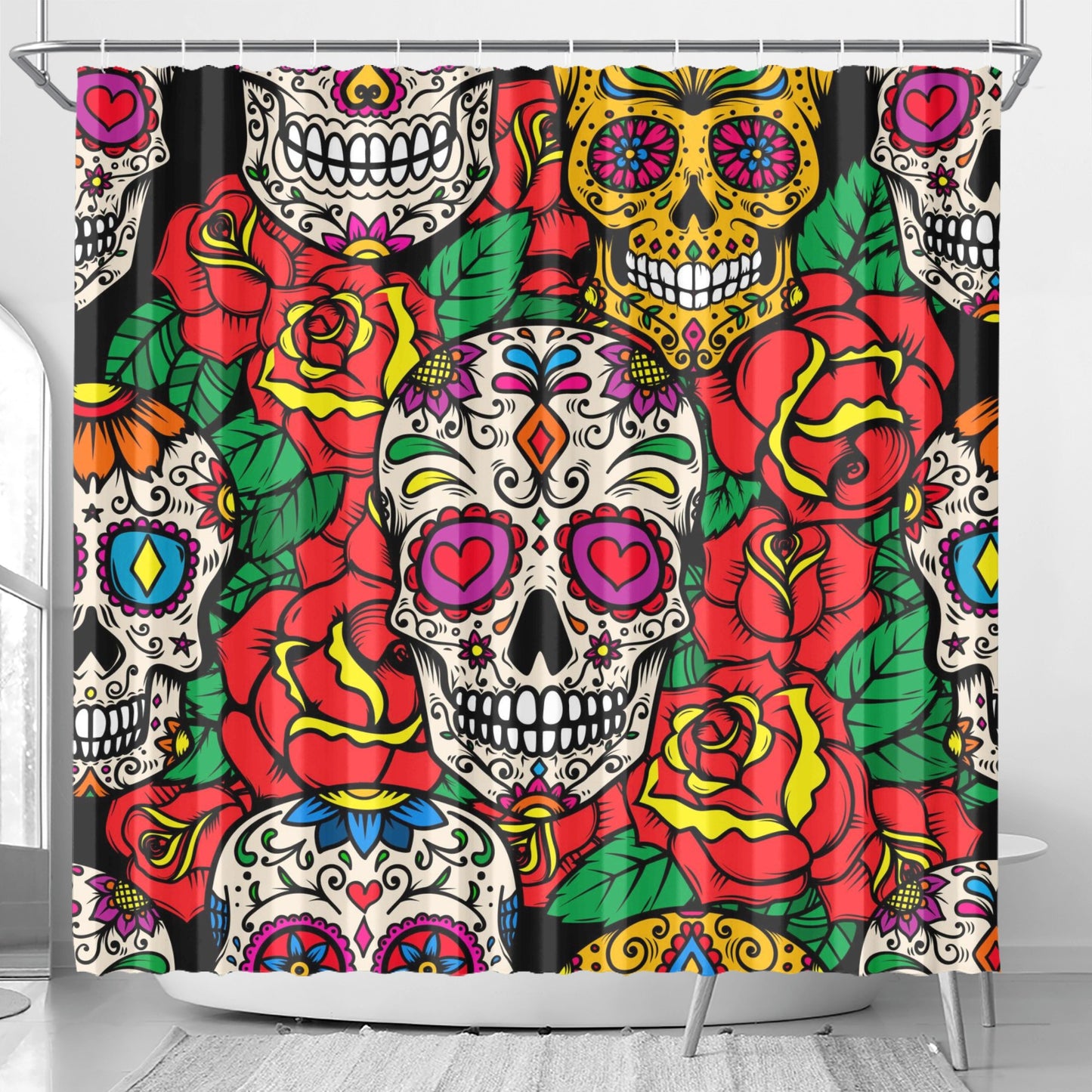 Sugar skull halloween Shower Curtain