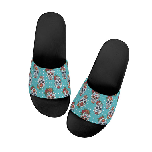 Floral sugar skull Day of the dead Women's Slide Sandals Shoes