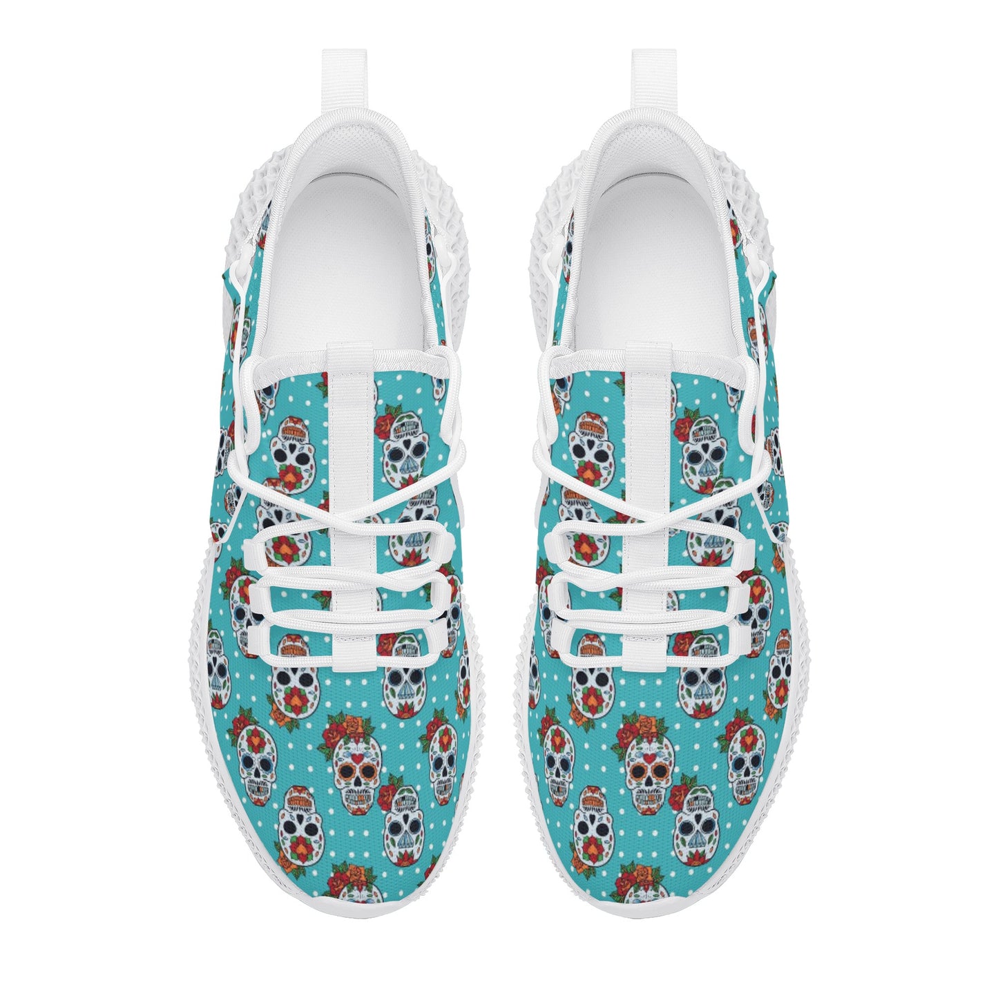 Floral sugar skull Day of the dead Women's New Arrival Mesh Knit Shoes